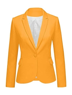 luvamia Women's Long Sleeve Formal Notch Lapel Button Down Blazer Pockets Jacket