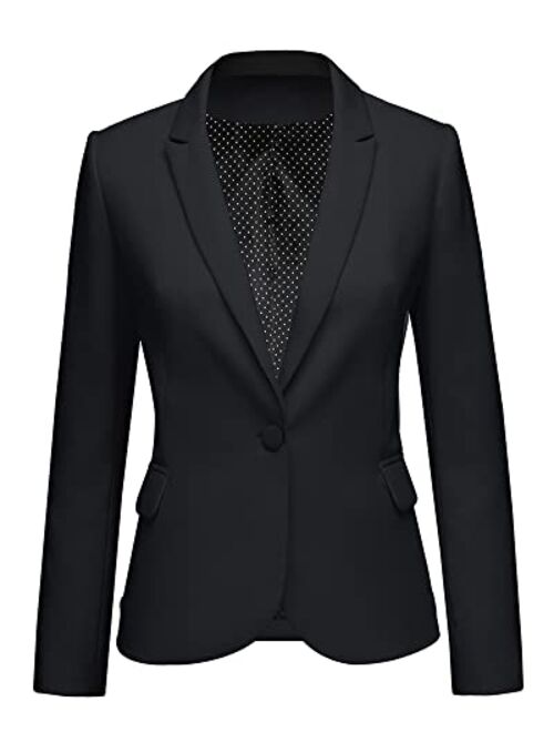 luvamia Women's Long Sleeve Formal Notch Lapel Button Down Blazer Pockets Jacket