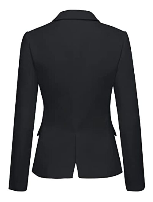 luvamia Women's Long Sleeve Formal Notch Lapel Button Down Blazer Pockets Jacket