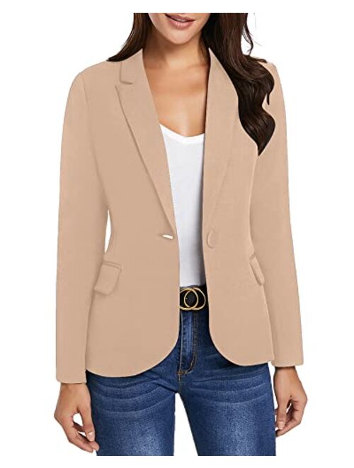 luvamia Women's Long Sleeve Formal Notch Lapel Button Down Blazer Pockets Jacket