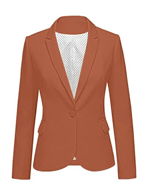 luvamia Women's Long Sleeve Formal Notch Lapel Button Down Blazer Pockets Jacket