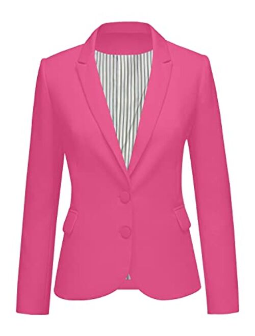 luvamia Women's Long Sleeve Formal Notch Lapel Button Down Blazer Pockets Jacket