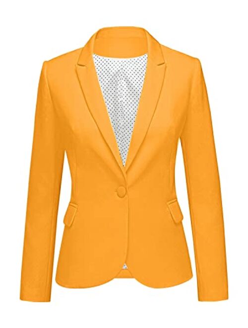 luvamia Women's Long Sleeve Formal Notch Lapel Button Down Blazer Pockets Jacket