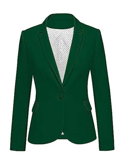 luvamia Women's Long Sleeve Formal Notch Lapel Button Down Blazer Pockets Jacket