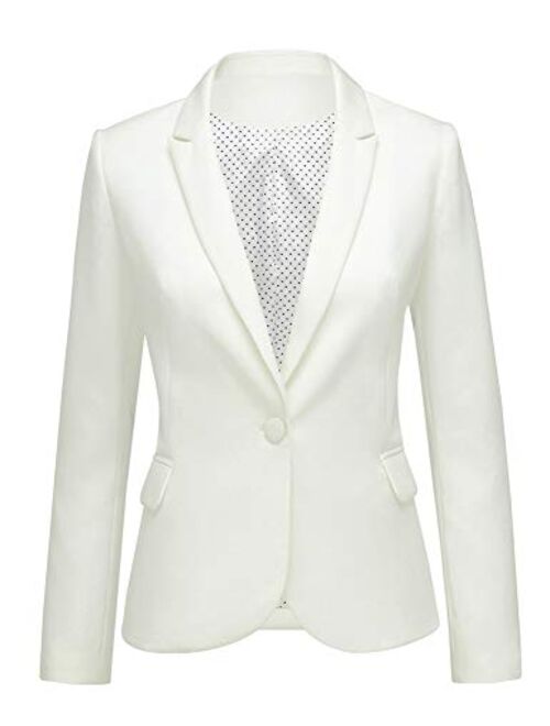 luvamia Women's Long Sleeve Formal Notch Lapel Button Down Blazer Pockets Jacket