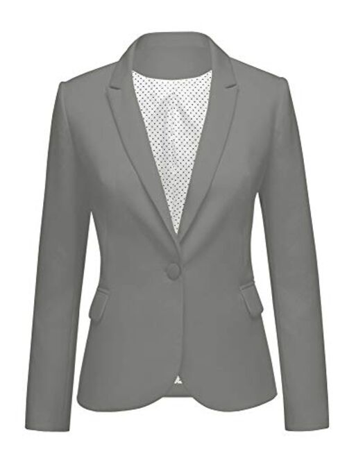 luvamia Women's Long Sleeve Formal Notch Lapel Button Down Blazer Pockets Jacket