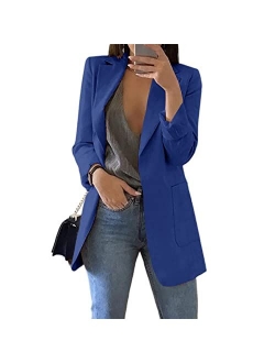 Cnkwei Womens Casual Blazers Open Front Long Sleeve Lapel Collar Work Office Jacket