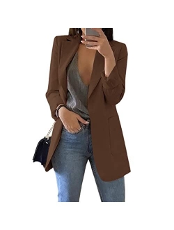 Cnkwei Womens Casual Blazers Open Front Long Sleeve Lapel Collar Work Office Jacket