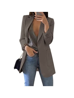 Cnkwei Womens Casual Blazers Open Front Long Sleeve Lapel Collar Work Office Jacket