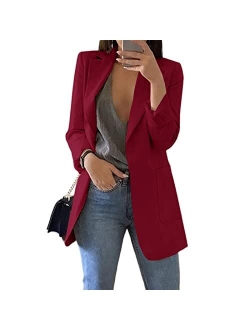 Cnkwei Womens Casual Blazers Open Front Long Sleeve Lapel Collar Work Office Jacket