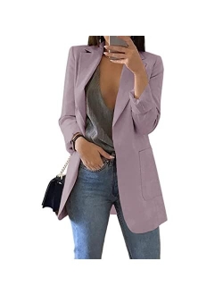 Cnkwei Womens Casual Blazers Open Front Long Sleeve Lapel Collar Work Office Jacket