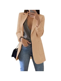 Cnkwei Womens Casual Blazers Open Front Long Sleeve Lapel Collar Work Office Jacket