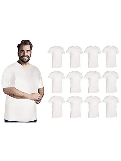 BILLIONHATS 12 Pack Plus Size Men Cotton T-Shirt Bulk Big Tall Short Sleeve Lightweight Tees