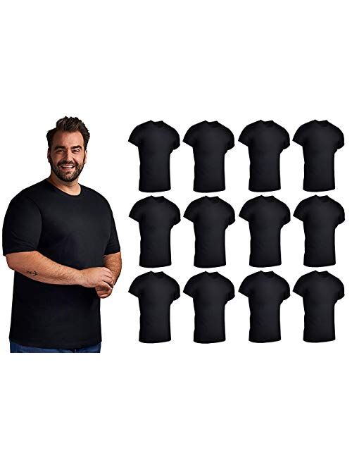 BILLIONHATS 12 Pack Plus Size Men Cotton T-Shirt Bulk Big Tall Short Sleeve Lightweight Tees