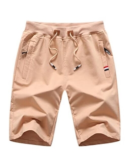 Lanscadran Boy's Summer Cotton Drawstring with Elastic Waist Classic Fit Zipper Pockets Casual Shorts