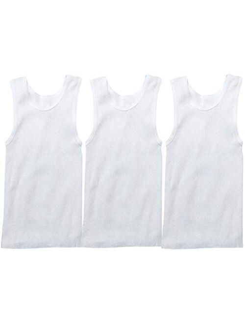 ToBeInStyle Men's Pack 100% Preshrunk Cotton Sleeveless Lightweight White Under Tanks