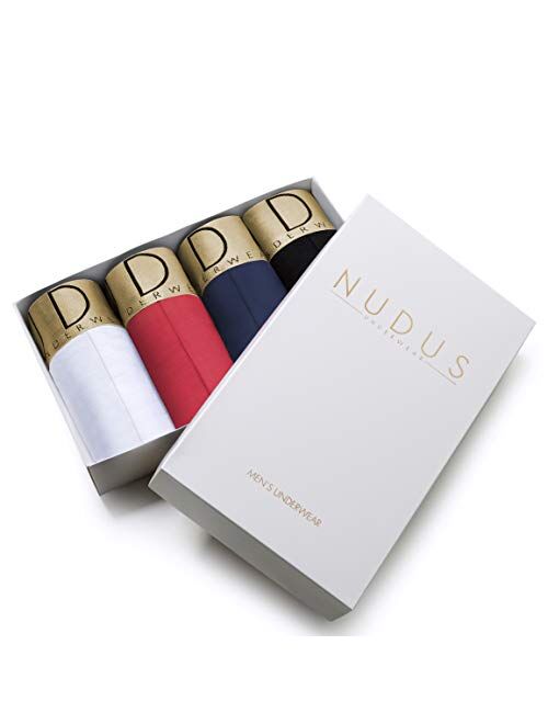 NUDUS UNDERWEAR NUDUS Men's Cotton Underwear with Fly - Pack of 4 Gift Box Trunks Full Comfort