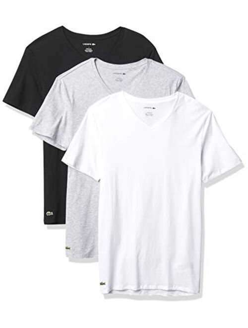 Lacoste Men's Essentials 3 Pack 100% Cotton Slim Fit V-Neck T-Shirts