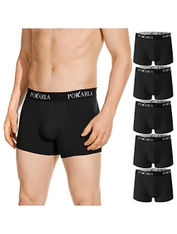 POKARLA 5 Pack Mens Cotton Stretch Trunks Underwear No Fly Tagless Underpants