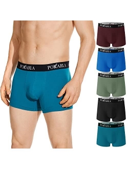 POKARLA 5 Pack Mens Cotton Stretch Trunks Underwear No Fly Tagless Underpants