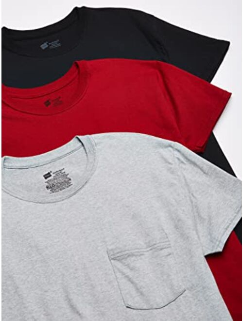 Hanes Men's Pocket T-Shirt Pack, Cotton Crewneck Pocket Tees 6-Pack, Moisture-Wicking Cotton T-Shirt Assorted 6-Pack