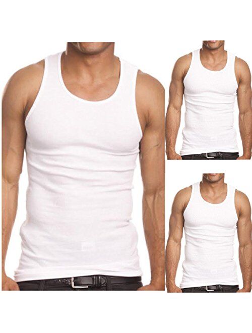 Falari 3 Pack Men's A-Shirt Tank Top Gym Workout Undershirt (Slim & Muscle Fit ONLY)