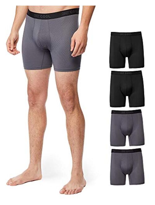 32 DEGREES COOL Mens 4-PACK Active Mesh Quick Dry Performance Boxer Brief