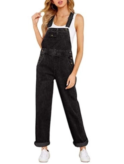 Vetinee Women's Overalls Denim Loose Fit Straight Leg Bib Overall Jean Jumpsuits