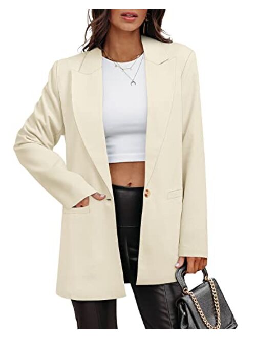 ZDLONG Blazer Jackets for Women Long Sleeve Lapel Button Slim Jacket Plus Size Work Office Coat