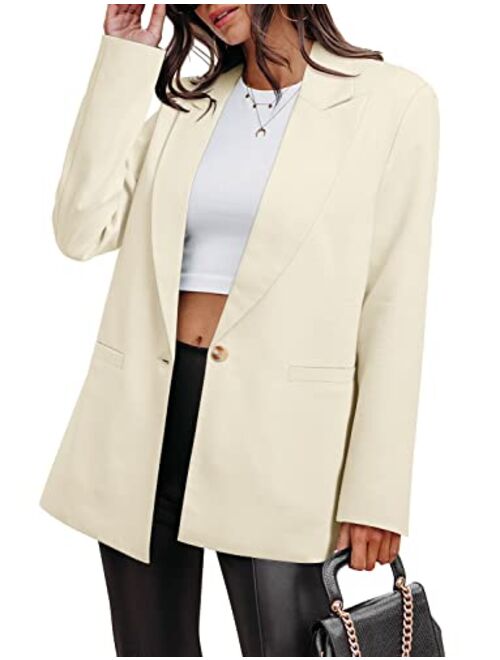 ZDLONG Blazer Jackets for Women Long Sleeve Lapel Button Slim Jacket Plus Size Work Office Coat