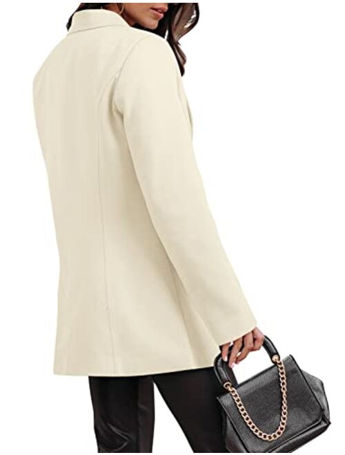 ZDLONG Blazer Jackets for Women Long Sleeve Lapel Button Slim Jacket Plus Size Work Office Coat