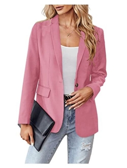 LPCBDEE 2022 Professional Womens Casual Blazers Long Sleeve Standing Collar Open Front Work Office Jacket