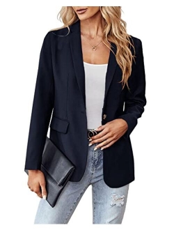 LPCBDEE 2022 Professional Womens Casual Blazers Long Sleeve Standing Collar Open Front Work Office Jacket