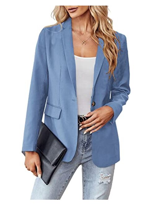 LPCBDEE 2022 Professional Womens Casual Blazers Long Sleeve Standing Collar Open Front Work Office Jacket