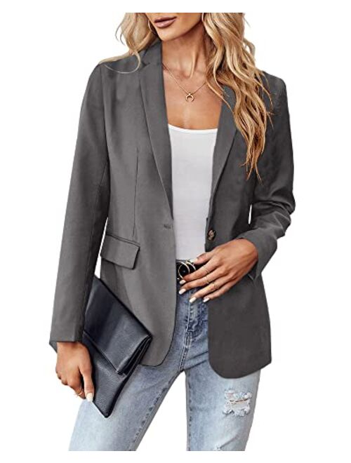 LPCBDEE 2022 Professional Womens Casual Blazers Long Sleeve Standing Collar Open Front Work Office Jacket