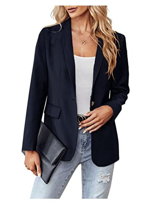 LPCBDEE 2022 Professional Womens Casual Blazers Long Sleeve Standing Collar Open Front Work Office Jacket