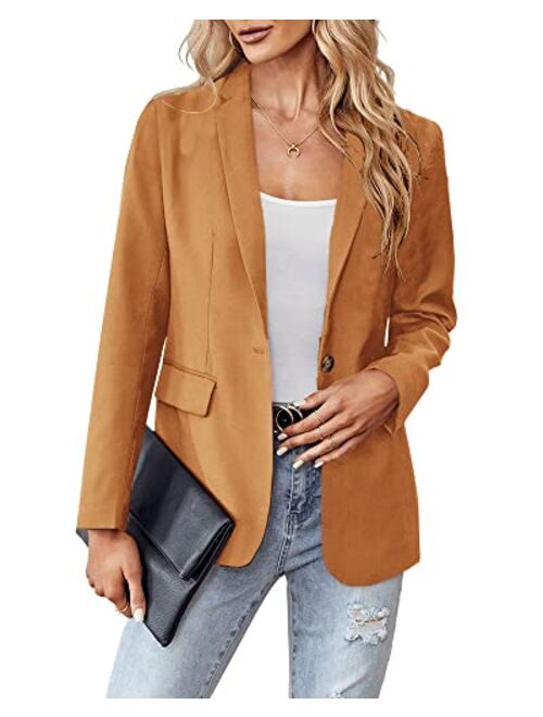 LPCBDEE 2022 Professional Womens Casual Blazers Long Sleeve Standing Collar Open Front Work Office Jacket