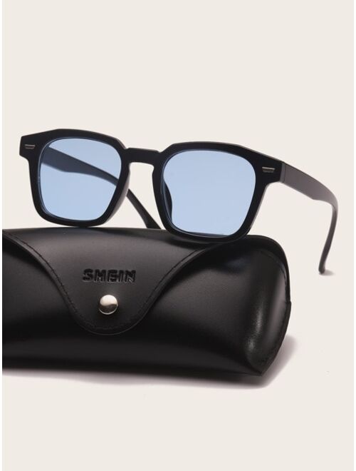 Shein Men Tinted Lens Square Frame Fashion Glasses