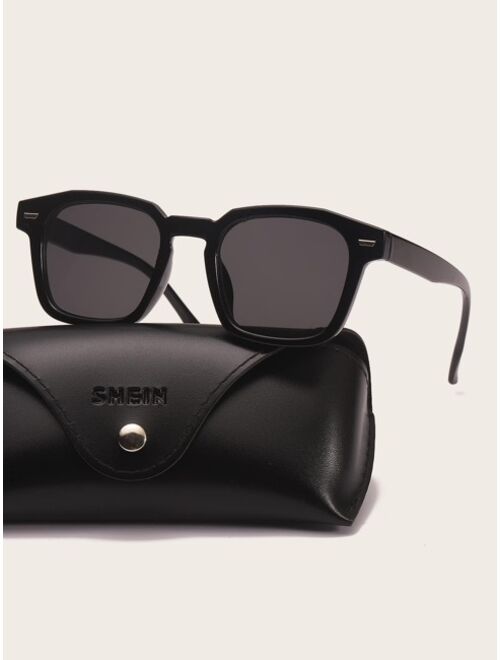 Shein Men Tinted Lens Square Frame Fashion Glasses