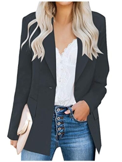 GRAPENT Women's Open Front Business Casual Pockets Work Office Blazer Jacket Suit