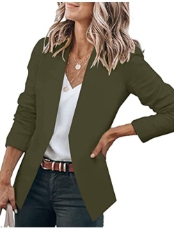 GRAPENT Women's Open Front Business Casual Pockets Work Office Blazer Jacket Suit