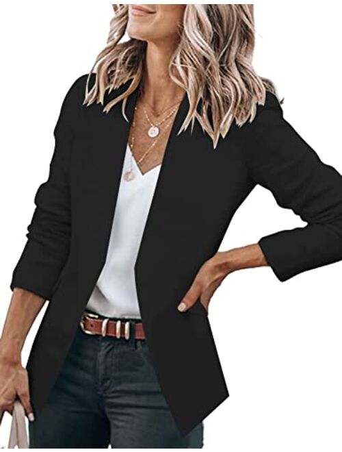 GRAPENT Women's Open Front Business Casual Pockets Work Office Blazer Jacket Suit