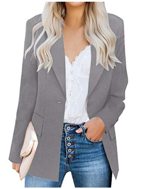 GRAPENT Women's Open Front Business Casual Pockets Work Office Blazer Jacket Suit