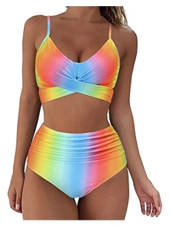 Women Wrap Bikini Set Push Up High Waisted 2 Piece Swimsuits