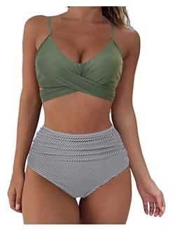 Women Wrap Bikini Set Push Up High Waisted 2 Piece Swimsuits