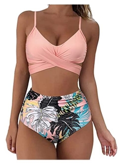 Women Wrap Bikini Set Push Up High Waisted 2 Piece Swimsuits