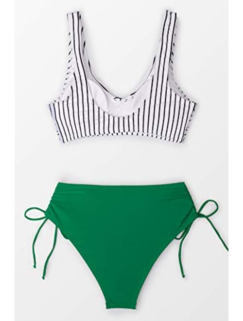 CUPSHE Women's Bikini Swimsuit Front Cross Lace Up Two Piece Bathing Suit