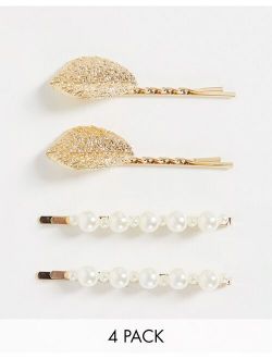 Exquisite Taste Gold and Pearl Hair Pin Set