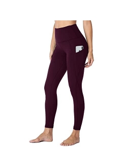 HLTPRO Leggings with Pockets for Women - Capri Yoga Pants High Waist Tummy Control for Workout, Running