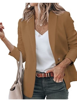 Newffr Women's Casual Blazer Long Sleeve Open Front Work Office Jacket with Pockets